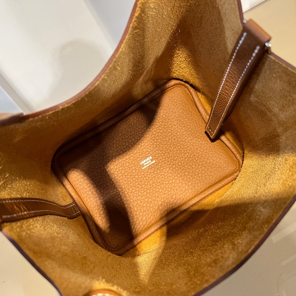 Hermes 金棕37T/C皮銀釦Picotin18手提包-9