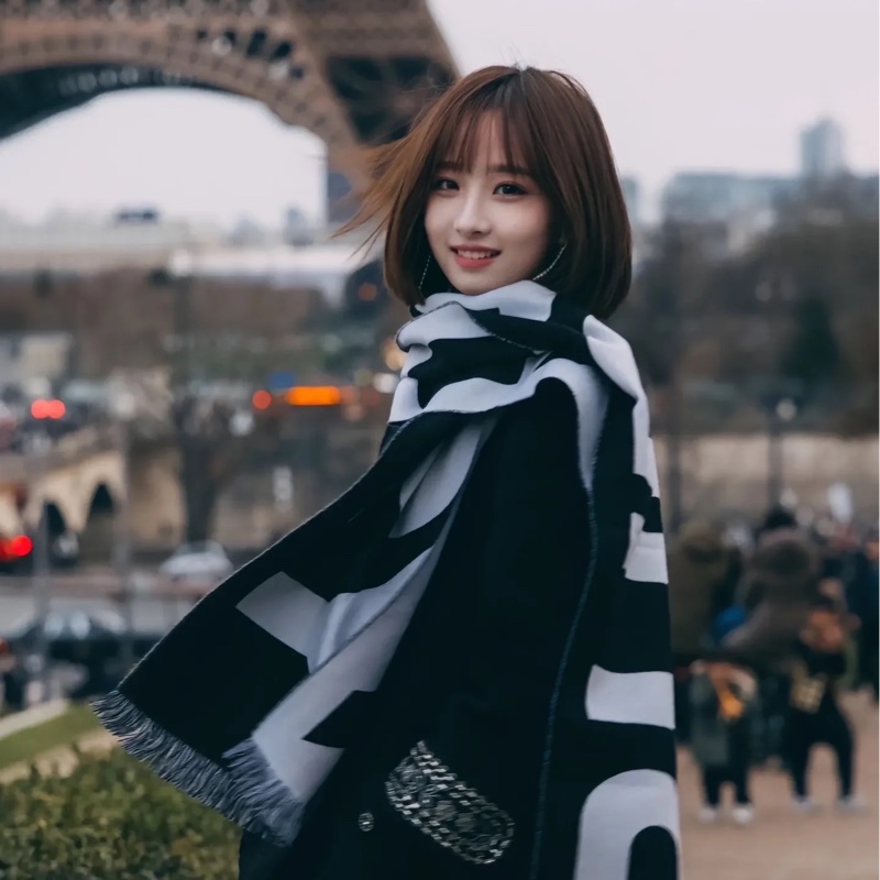 Burberry 字母雙色羊毛圍巾-7