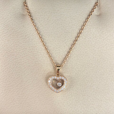 全套❤️Chopard Happy Hearts
心形鑽石18k玫瑰金項鍊
