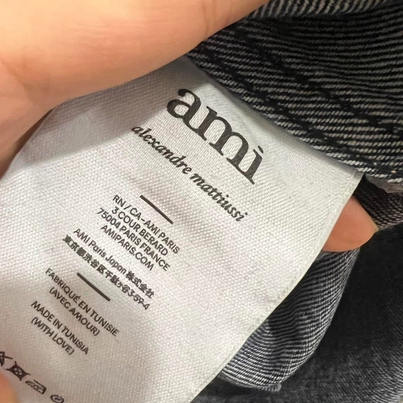 AMI 丹寧長版下半身失蹤學院風外套-14