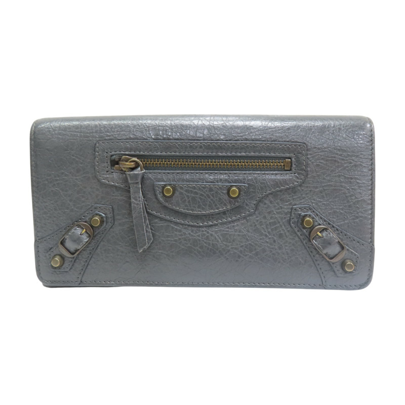 鐵灰色 山羊皮 Classic Money 磁扣式長夾 染色【BALENCIAGA 巴黎世家】 163471-0