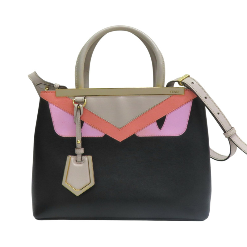 黑/粉/灰色 牛皮 Petit 2Jours Monster 兩用包【FENDI 芬迪】 8BH253 43T-0