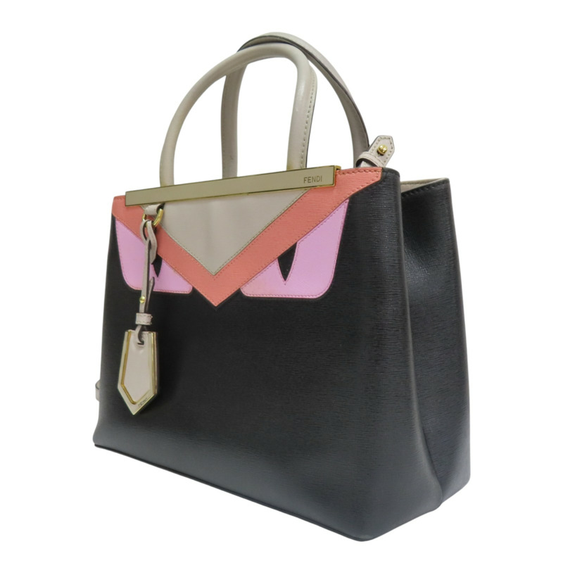 黑/粉/灰色 牛皮 Petit 2Jours Monster 兩用包【FENDI 芬迪】 8BH253 43T-2