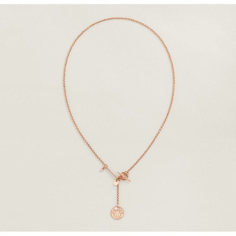 🇫🇷Hermes 愛馬仕 Ex-Libris墜飾/玫瑰金項鍊 PM 全新美品-2