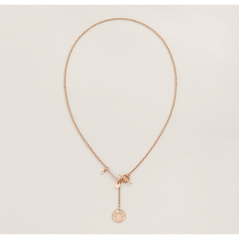 🇫🇷Hermes 愛馬仕 Ex-Libris墜飾/玫瑰金項鍊 PM 全新美品-4