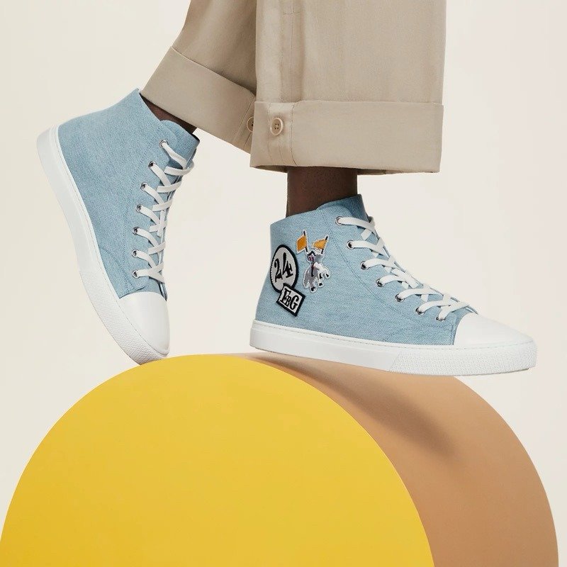 🔥Hermes 愛馬仕 ILLICO高筒運動鞋 牛仔布系列 全新/36.5號-0