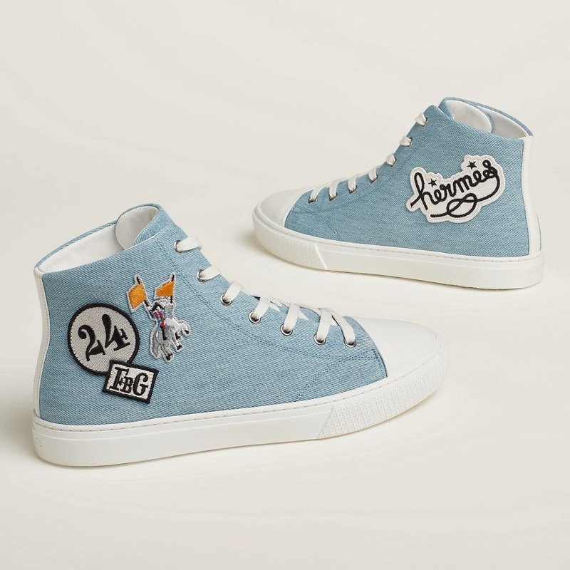 🔥Hermes 愛馬仕 ILLICO高筒運動鞋 牛仔布系列 全新/36.5號-3