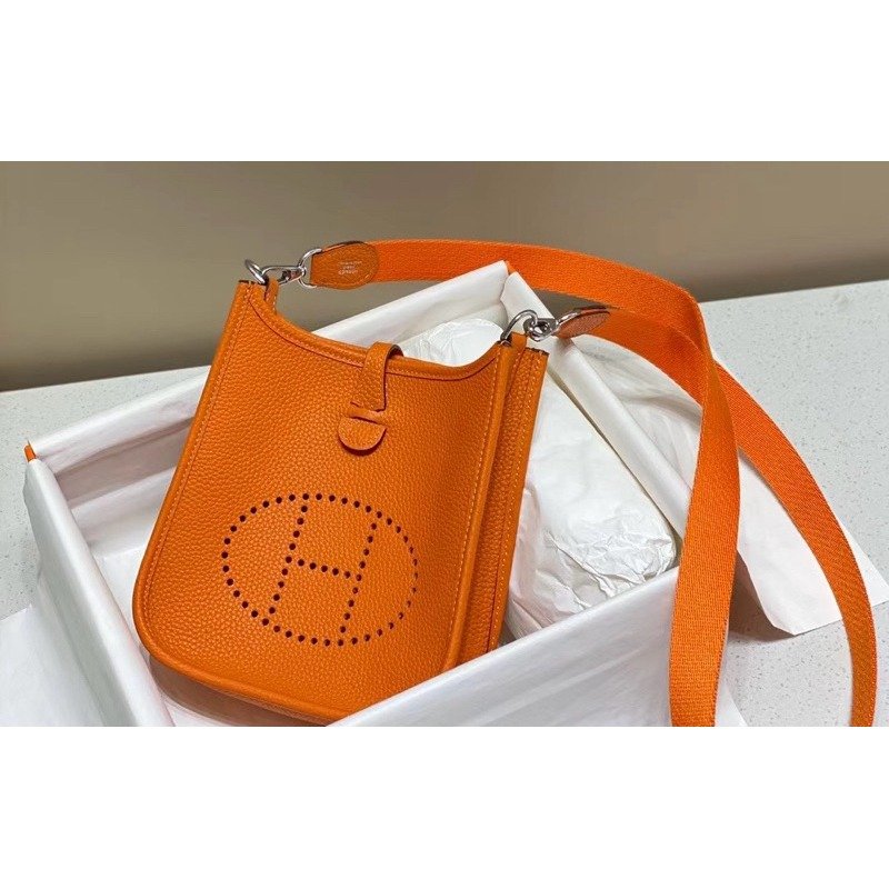 💕Hermes 愛馬仕 mini Evelyne 16 依芙琳 烈焰橘 W刻印 全新全配美品-1