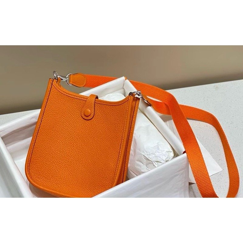 💕Hermes 愛馬仕 mini Evelyne 16 依芙琳 烈焰橘 W刻印 全新全配美品-2