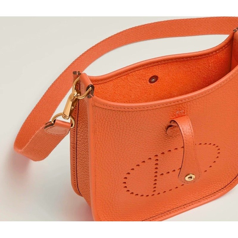 💕Hermes 愛馬仕 mini Evelyne 16 依芙琳 烈焰橘 W刻印 全新全配美品-3