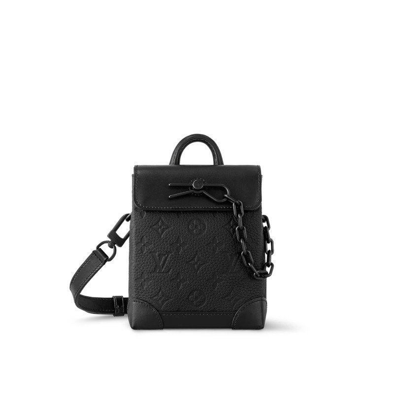 🌟LV 路易威登 Nano Steamer 黑色皮革壓紋款 側背包 全新美品-0