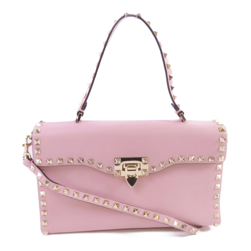 Valentino 牛皮皮革Rock Studs金扣手挽肩背兩用袋-0