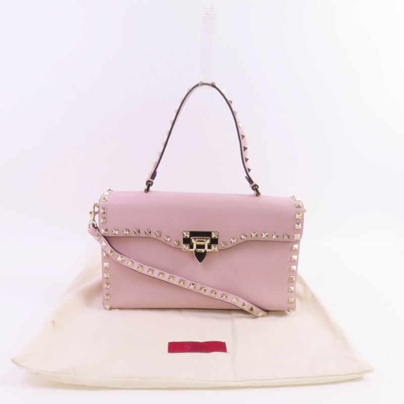 Valentino 牛皮皮革Rock Studs金扣手挽肩背兩用袋-19