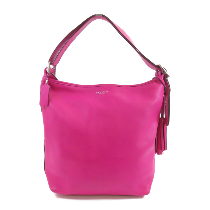 COACH 牛皮皮革Shoulder Bag銀扣肩背袋-0