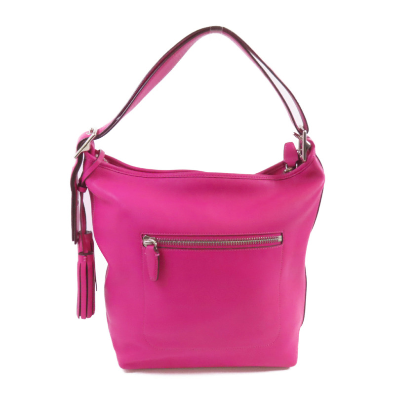 COACH 牛皮皮革Shoulder Bag銀扣肩背袋-1