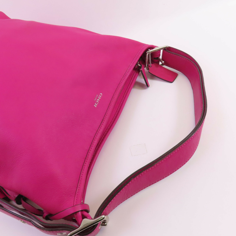 COACH 牛皮皮革Shoulder Bag銀扣肩背袋-5