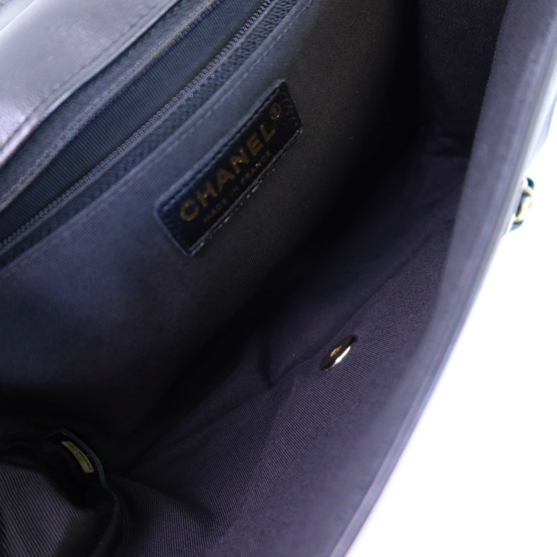 CHANEL 牛皮皮革Chain Shoulder金扣鏈帶肩背袋-13