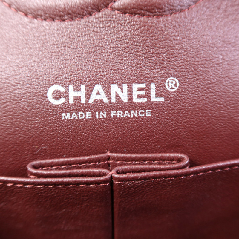 CHANEL 牛皮皮革Classic 25cm銀扣鏈帶手挽肩背兩用袋-5