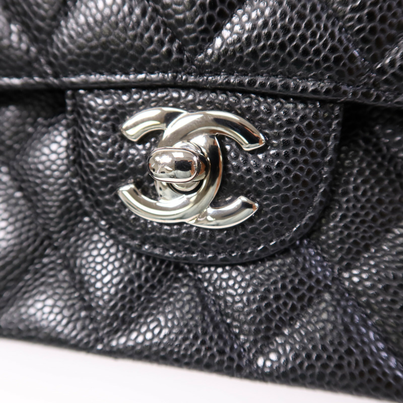 CHANEL 牛皮皮革Classic 25cm銀扣鏈帶手挽肩背兩用袋-6