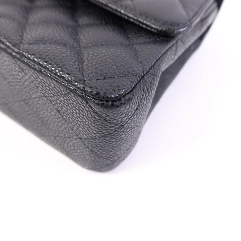 CHANEL 牛皮皮革Classic 25cm銀扣鏈帶手挽肩背兩用袋-10