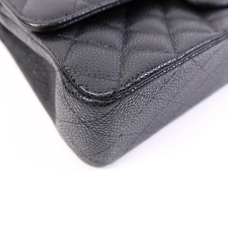 CHANEL 牛皮皮革Classic 25cm銀扣鏈帶手挽肩背兩用袋-11