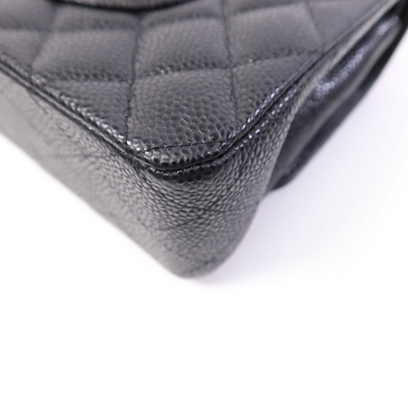 CHANEL 牛皮皮革Classic 25cm銀扣鏈帶手挽肩背兩用袋-12