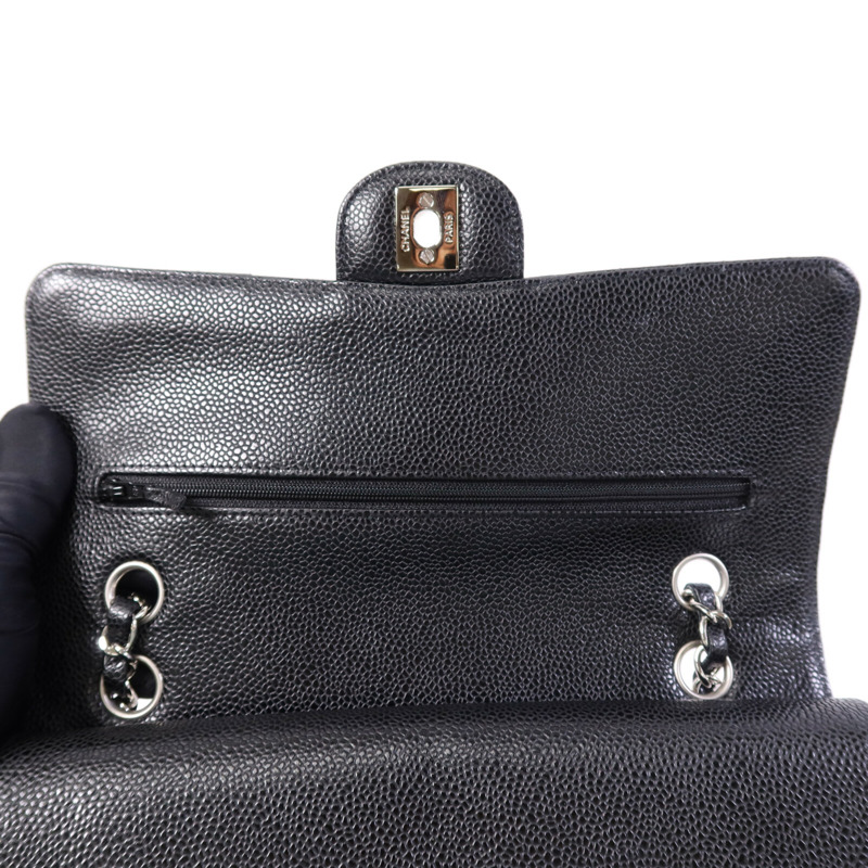 CHANEL 牛皮皮革Classic 25cm銀扣鏈帶手挽肩背兩用袋-14