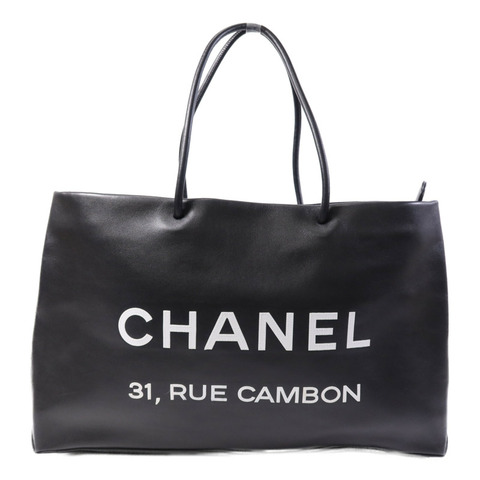 CHANEL 牛皮皮革Tote Bag銀扣手挽袋