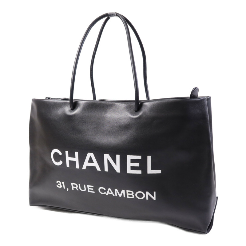 CHANEL 牛皮皮革Tote Bag銀扣手挽袋-2