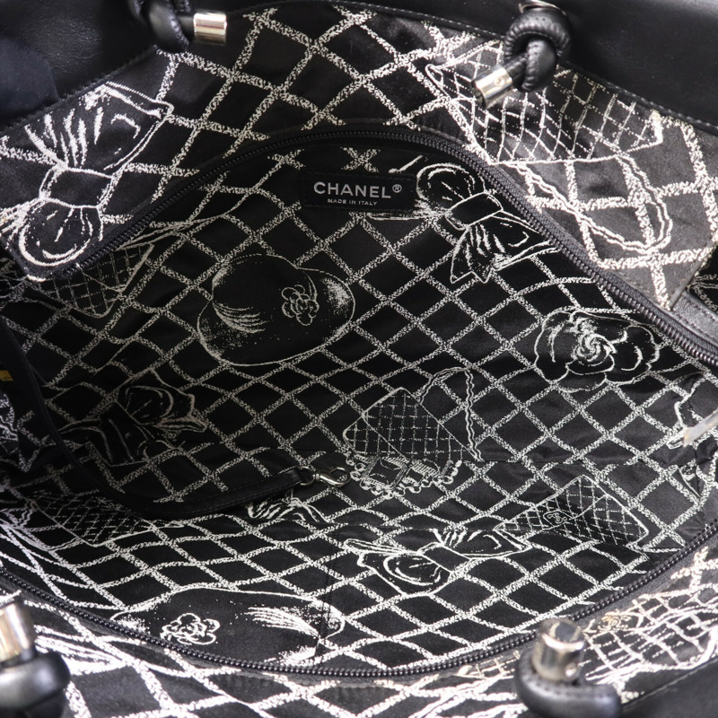 CHANEL 牛皮皮革Tote Bag銀扣手挽袋-4