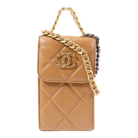CHANEL 羊皮皮革CHANEL 19 Phone Bag金扣鏈帶手挽肩背兩用袋