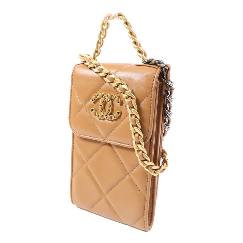 CHANEL 羊皮皮革CHANEL 19 Phone Bag金扣鏈帶手挽肩背兩用袋-2