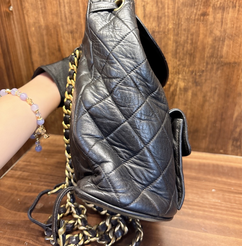 Chanel 菱格紋黑色皮革背包-2