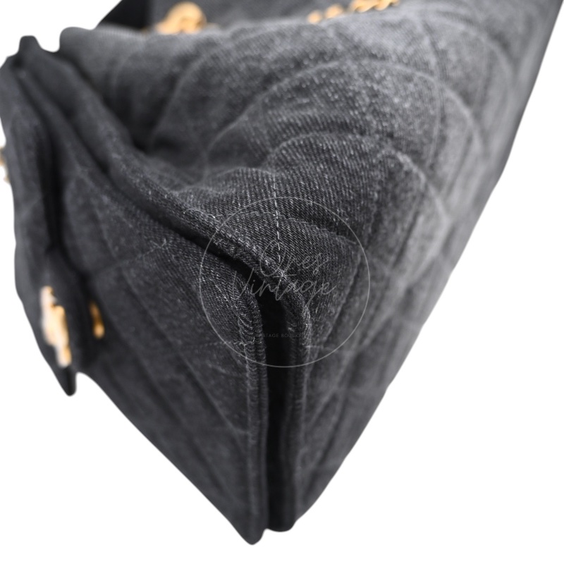 [Unused] Chanel 25 Small Black Denim Handbag-9