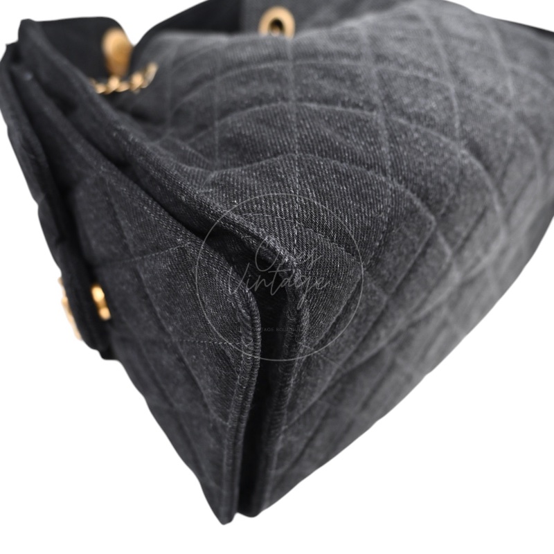 [Unused] Chanel 25 Small Black Denim Handbag-12
