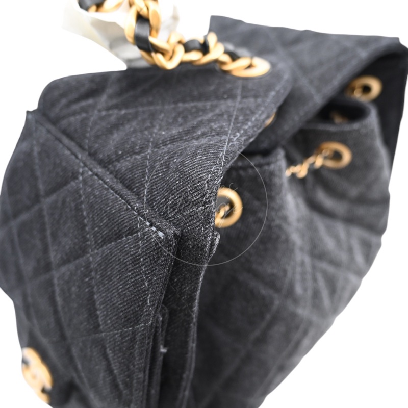 [Unused] Chanel 25 Small Black Denim Handbag-14