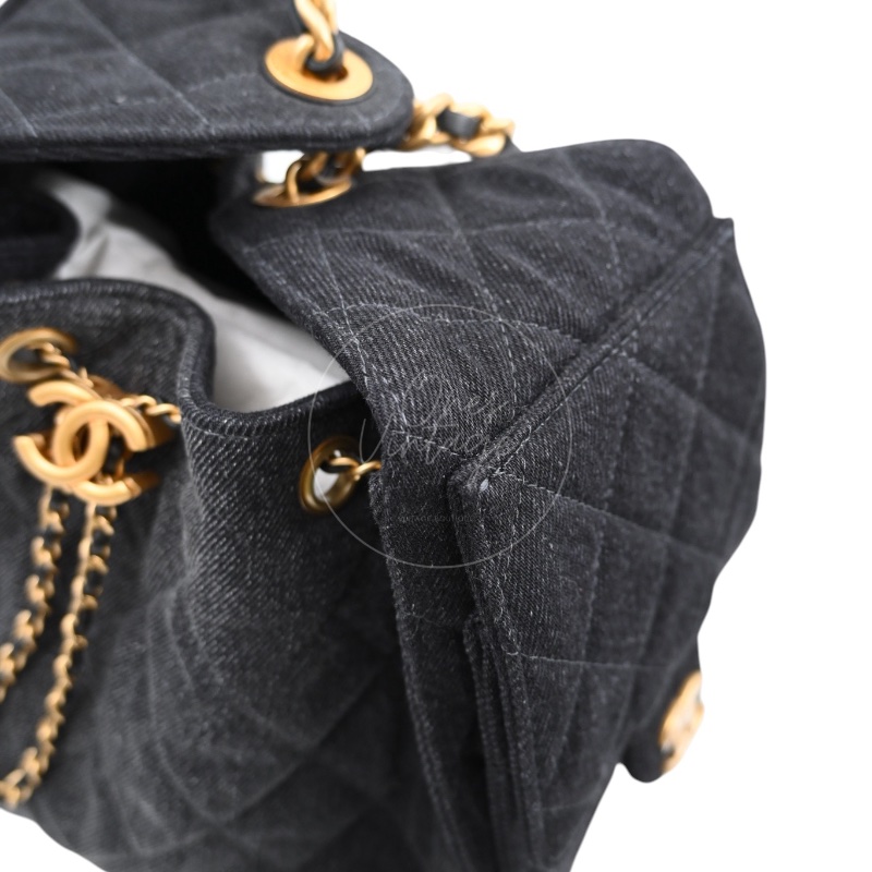 [Unused] Chanel 25 Small Black Denim Handbag-16