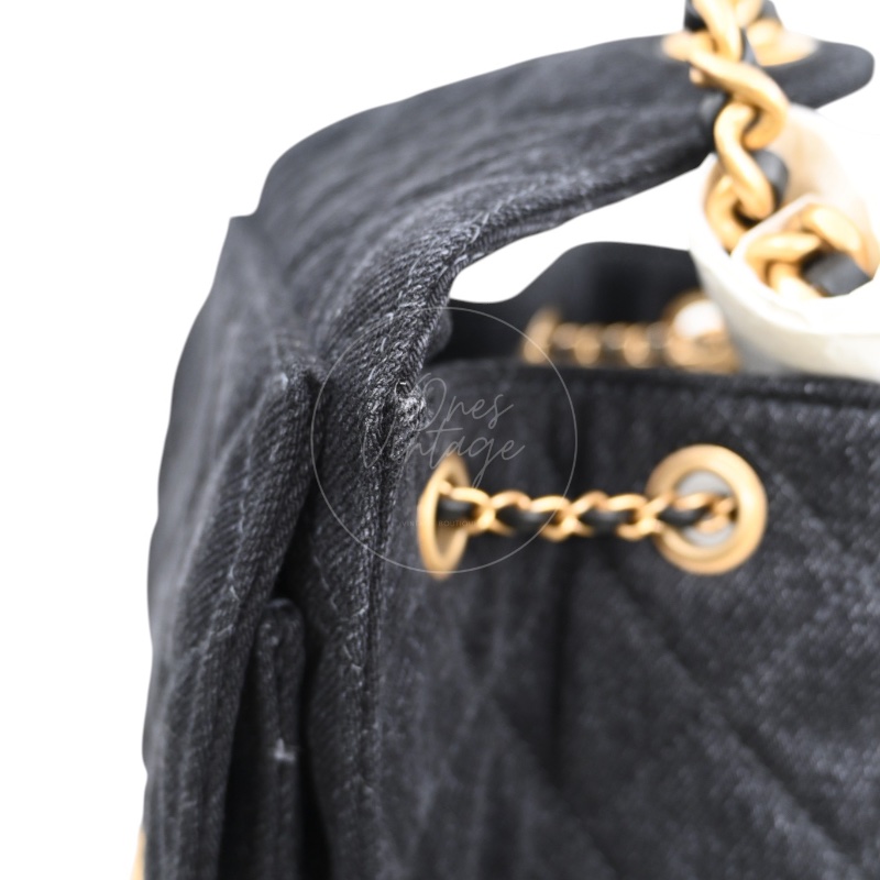 [Unused] Chanel 25 Small Black Denim Handbag-20