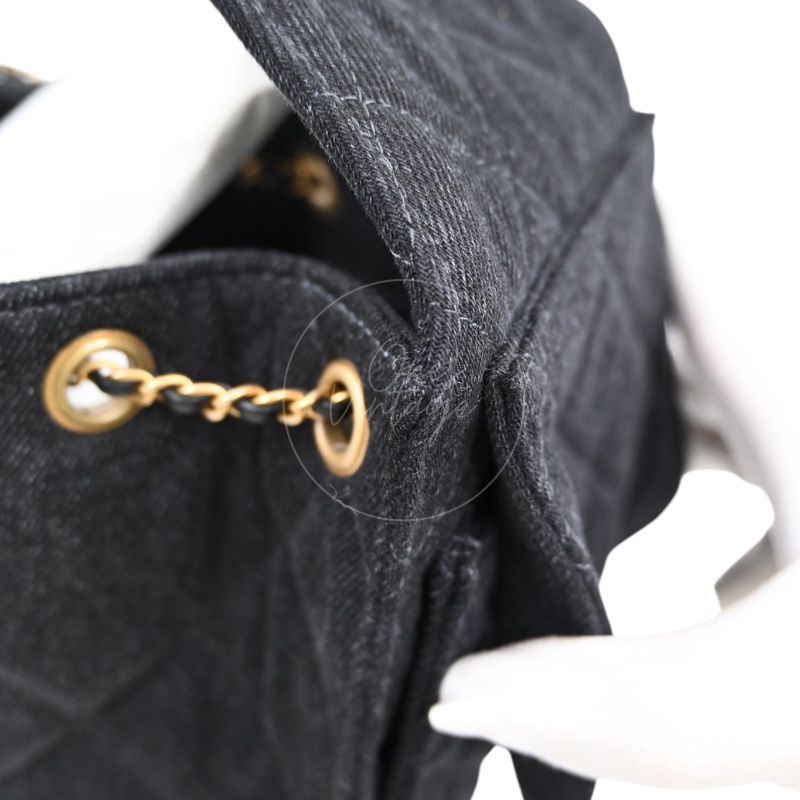 [Unused] Chanel 25 Small Black Denim Handbag-23