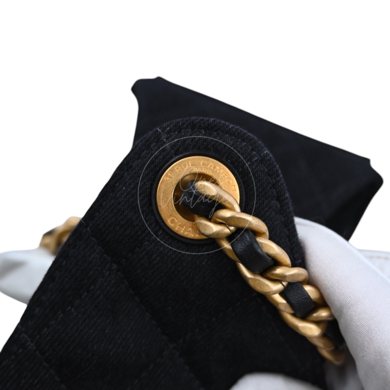 [Unused] Chanel 25 Small Black Denim Handbag-27