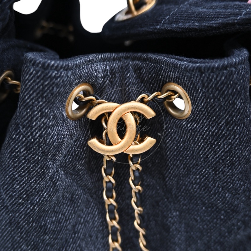 [Unused] Chanel 25 Small Black Denim Handbag-28