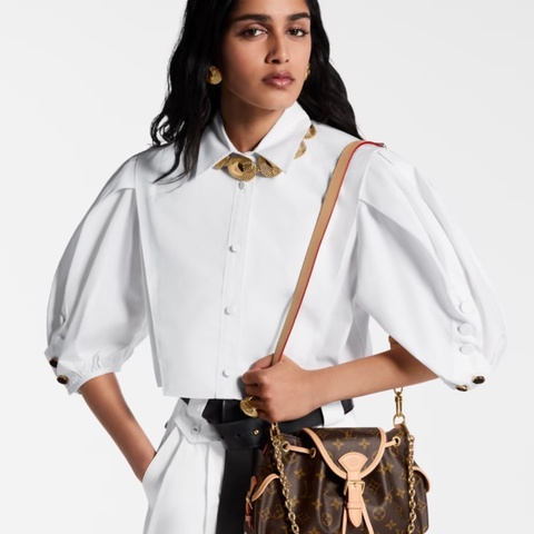 LV 原花金釦Odyssee束口肩斜背包M25085