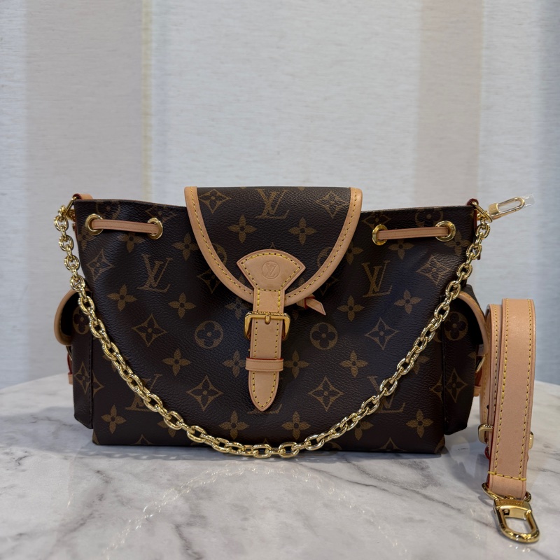 LV 原花金釦Odyssee束口肩斜背包M25085-1