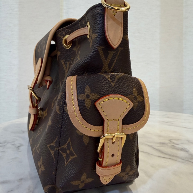 LV 原花金釦Odyssee束口肩斜背包M25085-4