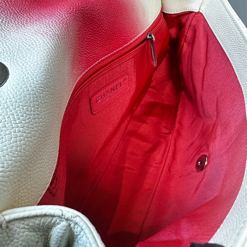 香奈兒/Chanel 粉白漸變大號鏈條包 魚子醬皮 32x8x17.5cm-7