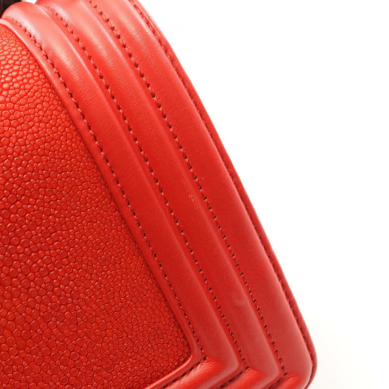 香奈兒 Boy Chanel 小號肩包,羊皮和 Galuchat 皮革材質,紅色-8