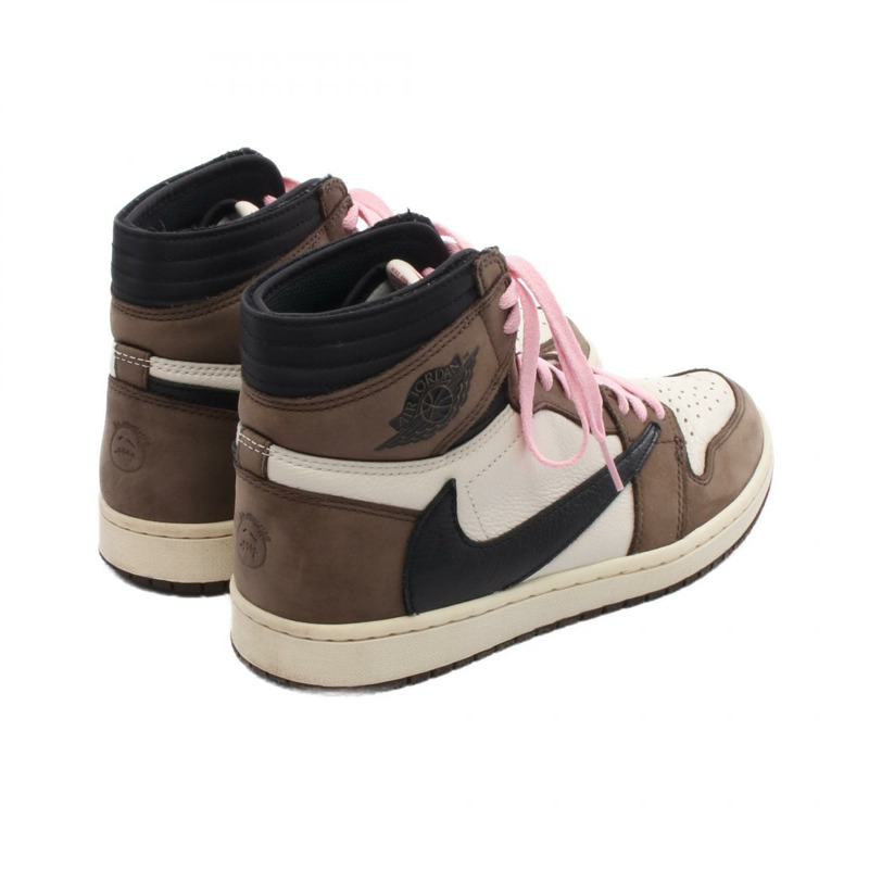 Nike (NIKE) × 特拉維斯·斯科特 (TRAVIS SCOTT) Air Jordan 1 Retro High 運動鞋,棕色皮革,9號,二手-1