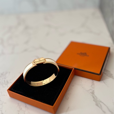 💗香緹國際精品💗 Hermes Clic 鎖頭手環 白金色 保存良好