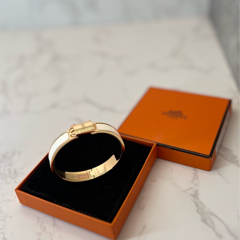 💗香緹國際精品💗 Hermes Clic 鎖頭手環 白金色 保存良好-0