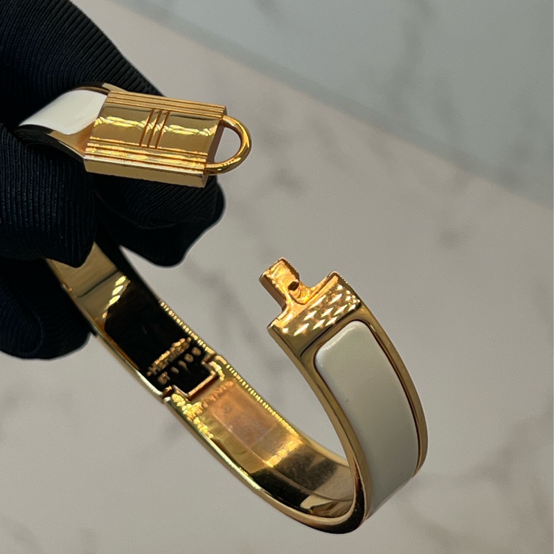 💗香緹國際精品💗 Hermes Clic 鎖頭手環 白金色 保存良好-3